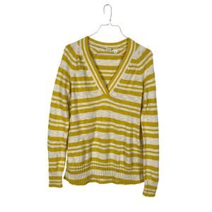 Gap Women Yellow Stripes Knit Sweater V Neck Size XS